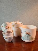 Handbeschilderd Japans thee set Hortensia Goud porselein., Antiek en Kunst, Ophalen of Verzenden