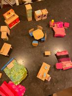 Houten poppenhuis inrichting, Ophalen, Zo goed als nieuw, Poppenhuis