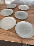 6 Handgemaakte Casa Dinerborden - Beige/Grijs, Ophalen, Zo goed als nieuw, Bord(en), Overige stijlen