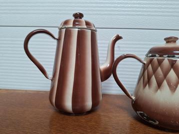 Vintage Emaille Koffiepotten Set beschikbaar voor biedingen