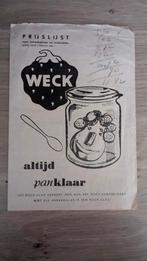 Prijslijst Weck 1962 inmaakglazen, Ophalen of Verzenden, Gebruikt, Overige typen