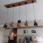 5 Houten Eettafellampen / hanglampen, Huis en Inrichting, Lampen | Hanglampen, Gebruikt, Ophalen of Verzenden, 75 cm of meer, Modern