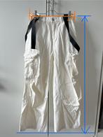 Slouchy white cargo pants with removable suspenders, Verzenden, Wit, Driekwart, Maat 36 (S)