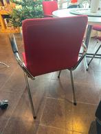 4 Vintage Gispen Stoelen, Rode Stof, Huis en Inrichting, Stoelen, Ophalen, Gebruikt, Vier, Metaal