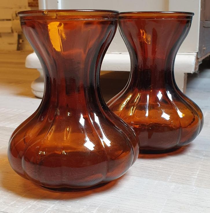 2 x vintage Hyacinth vaas A.D. Copier Leerdam glas 1950's, Antiek en Kunst, Antiek | Glas en Kristal, Ophalen of Verzenden