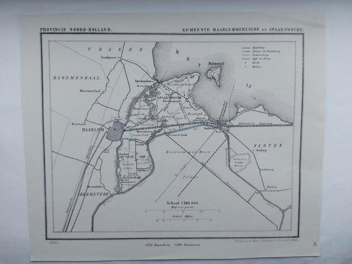 15 / Haarlem Heemstede Osdorp Spaarndam Spaarnwoude J Kuyper, Antiek en Kunst, Kunst | Litho's en Zeefdrukken, Ophalen of Verzenden