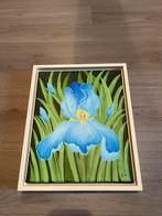 Blauwe Iris Schilderij - 24,5 x 27,5 cm, Ophalen of Verzenden