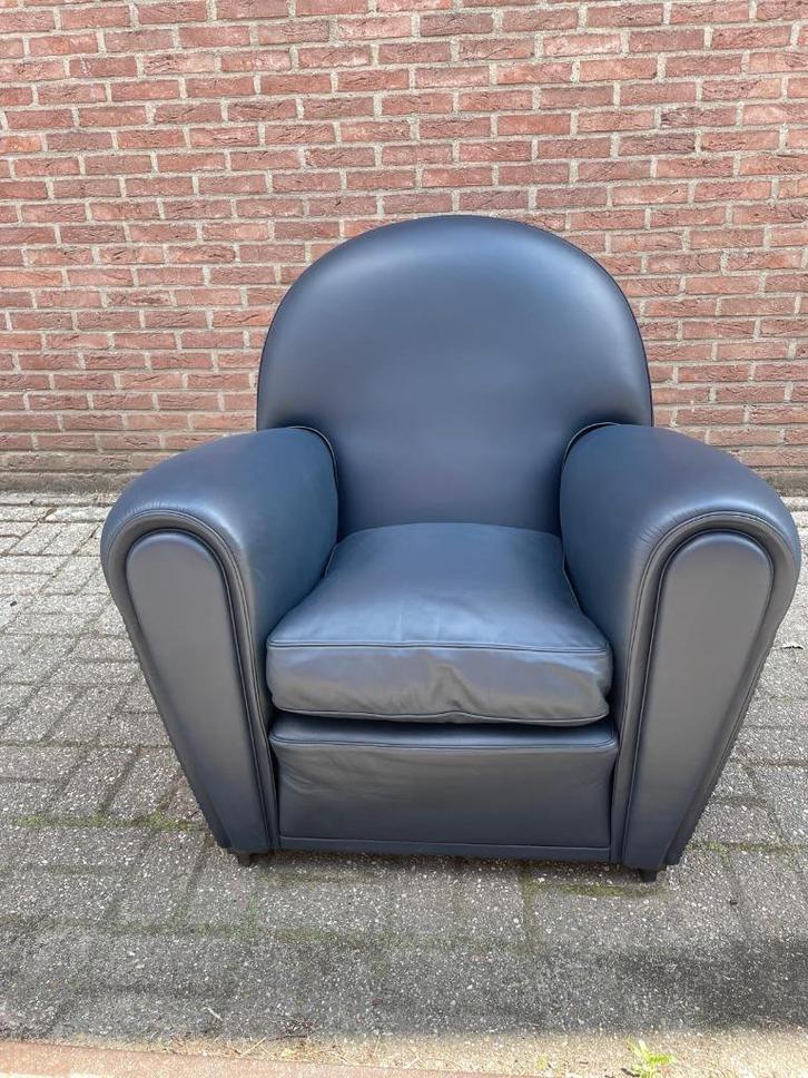 Fauteuil Poltrona Frau vanity fair refurbished, Huis en Inrichting, Fauteuils, Gebruikt, Hout, Leer, Metaal, 100 tot 125 cm, 75 tot 100 cm