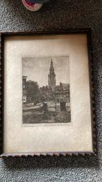 Leuke oude ets van Jan Zwerver zuiderkerktoren Amsterdam, Antiek en Kunst, Kunst | Etsen en Gravures, Ophalen of Verzenden