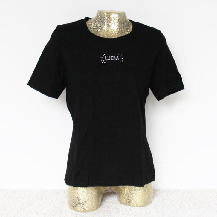 Mooi Lucia Shirtje (L) - 28 € 15,-, Kleding | Dames, T-shirts, Zo goed als nieuw, Maat 42/44 (L), Zwart, Korte mouw, Ophalen of Verzenden