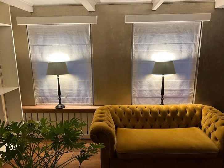 Mooie Crème Vouwgordijnen - Kliksysteem, Huis en Inrichting, Stoffering | Gordijnen en Lamellen, Gebruikt, 100 tot 150 cm, 50 tot 100 cm