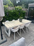 Moderne tuinset Beachclub 7, wit met grijs polywood blad, Tuin en Terras, Ophalen, Gebruikt, 6 zitplaatsen, Aluminium