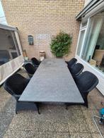 Natuurstenen tafel met stoelen, Tuin en Terras, Ophalen, Gebruikt, Rechthoekig, Overige materialen