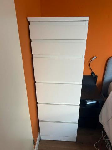 Witte Ikea malm kast, 6 lades - afbeelding 1