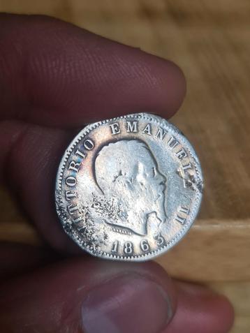 Zilveren 1 Lire Italië 1863 - Vittorio Emanuele II beschikbaar voor biedingen