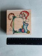 Houten vrolijke kerst stempel, Hobby en Vrije tijd, Stempelen, Ophalen of Verzenden, Nieuw, Houten stempel