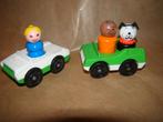 vintage F&P Fisher Price toys poppetje en 2 auto's, Ophalen of Verzenden, Zo goed als nieuw, Auto of Voertuig