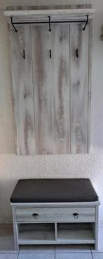 Mooie houten kapstok + zitbank met lades, Minder dan 100 cm, Zo goed als nieuw, Hout, Wandkapstok