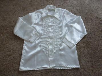 ECHT HAAST NIEUW 1 witte ruches blouse van satijn maat 152  beschikbaar voor biedingen