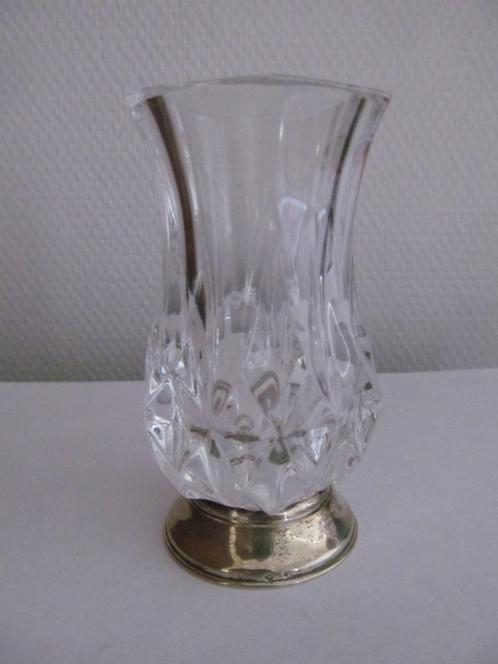Lepelvaasje zilveren voet., Antiek en Kunst, Antiek | Glas en Kristal, Ophalen