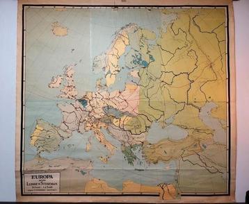 Oude XXL Schoolplaat schoolkaart Europa - Luinge & Stegeman beschikbaar voor biedingen