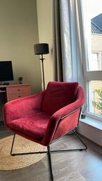 Fauteuil Riverdale Ridge Rood Fluweel, Huis en Inrichting, Fauteuils, Ophalen, 75 tot 100 cm, Zo goed als nieuw, Stof