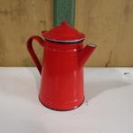 Pot emaille koffiepot rood diameter 13,5 cm hoogte 21,5 cm, Antiek en Kunst, Antiek | Emaille, Ophalen of Verzenden