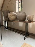 Stoere sidetable met origineel gietijzeren SINGER onderstel, Ophalen, Overige materialen, Gebruikt, 200 cm of meer