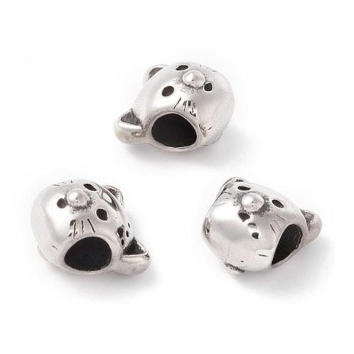 RVS bedel Poes voor groot-gat-bedelarmbanden, Sieraden, Tassen en Uiterlijk, Bedels, Nieuw, Overige merken, Overige materialen
