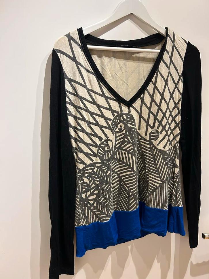 L - Trui zacht dunne stof met 3 kleuren, Kleding | Dames, Truien en Vesten, Zo goed als nieuw, Maat 42/44 (L), Blauw, Ophalen of Verzenden