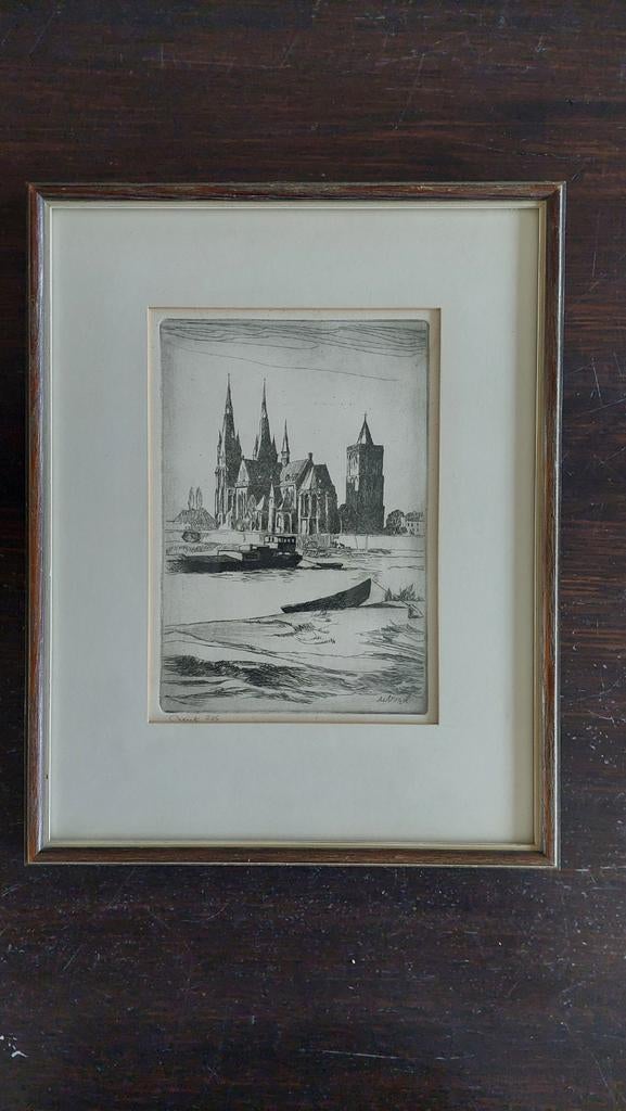 Cuijk ets signatuur deVogel zeldzaam 1965 Joh. Jo de Vogel, Ophalen of Verzenden