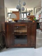 Antieke theekast, vintage brocante theekastje, vitrinekastje, Huis en Inrichting, Kasten | Vitrinekasten, Ophalen of Verzenden