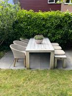 Kees Smit  tuintafel 2.40 meter + 3 stoelen +  bank, Tuin en Terras, Ophalen, Zo goed als nieuw, Hout, Bank