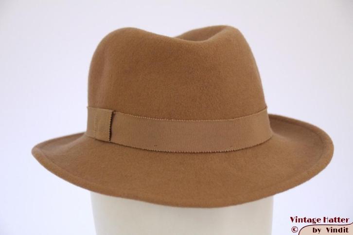 Vintage Dames gleufhoed Mayser beige bruin 55 = S tot XS, Kleding | Dames, Hoeden en Petten, Gedragen, Hoed, 55 cm (S, 6⅞ inch) of minder