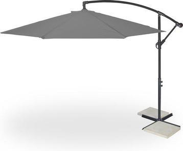 zweefparasol met voet - 300cm - met hoes en zwengel - grijs beschikbaar voor biedingen