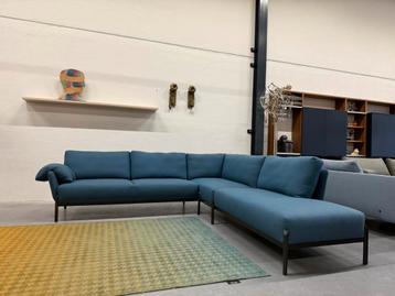 Nieuw Leolux Enna Hoekbank Ploegwool 47 Design Bank Blauw beschikbaar voor biedingen