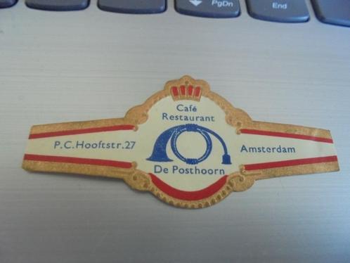 Sigarenband Café De Posthoorn in AMSTERDAM, Verzamelen, Rookartikelen, Aanstekers en Luciferdoosjes, Zo goed als nieuw, Sigarenbandjes