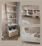 Woonkamerset wit/ licht eiken + eettafel, Ophalen, Gebruikt, 100 tot 150 cm, 150 tot 200 cm