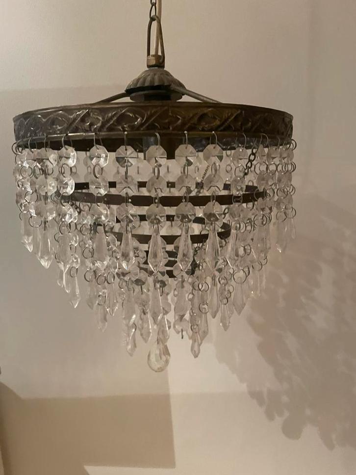 Twee Kristallen Kroonluchters, Huis en Inrichting, Lampen | Kroonluchters, Gebruikt, Glas, Ophalen