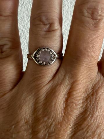 R016/ Zilveren AAL geslepen ROZENKWARTS Ring beschikbaar voor biedingen