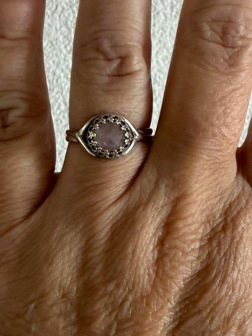 R016/ Zilveren AAL geslepen ROZENKWARTS Ring, Sieraden, Tassen en Uiterlijk, Ringen, Gebruikt, Dame, 17 tot 18, Zilver, Zilver