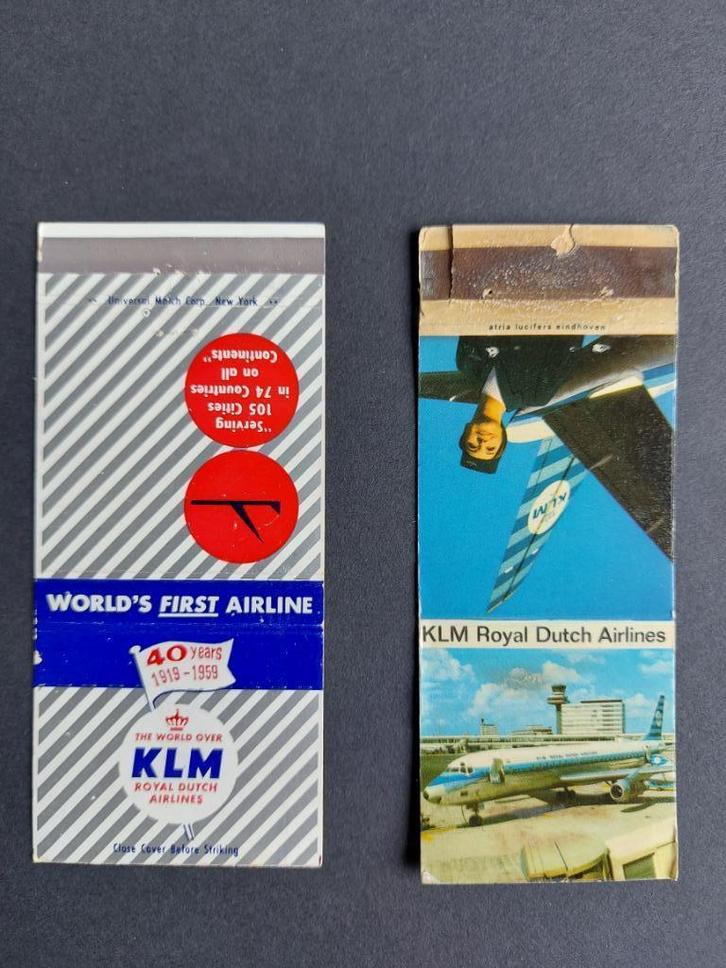 2 KLM luciferdoosjes (K972), Verzamelen, Luchtvaart en Vliegtuigspotten, Gebruikt, Overige typen, Ophalen of Verzenden