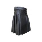 Zwarte kunstleren heren kilt / schots schotland kleding, Verzenden, Nieuw, Overige maten, Kleding