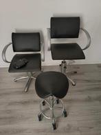 2 kappersstoelen en zadelkruk, Huis en Inrichting, Ophalen, Gebruikt, Zwart, Twee