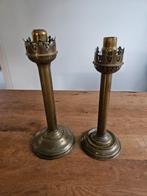 Twee antieke messing kandelaars, Ophalen of Verzenden, Koper of Brons