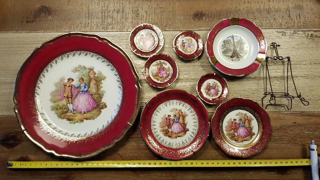 Limoges miniatuur servies donker roze, Antiek en Kunst, Ophalen of Verzenden