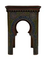 Antieke handgeschilderd Marokkaans Moorse bijzettafeltje, Huis en Inrichting, Minder dan 55 cm, Antiek, Rond, Antiek