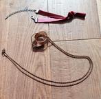 Nieuw ketting met 2 ringrollen + verlengstuk., Ophalen, Nieuw, Goud, Overige materialen