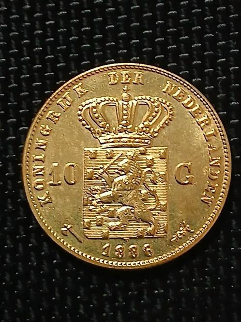 1886 Gouden 10 Gulden - Koning Willem III, Postzegels en Munten, Munten | Nederland, Losse munt, 10 gulden, Koning Willem III