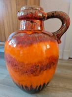 Vintage XL West Germany Scheurich oranje vloervaas oorvaas, Tweedehands, Tweedehands, Aardewerk of Porselein, Oranje